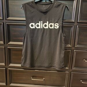 adidas Black Muscle Tee with White Logo